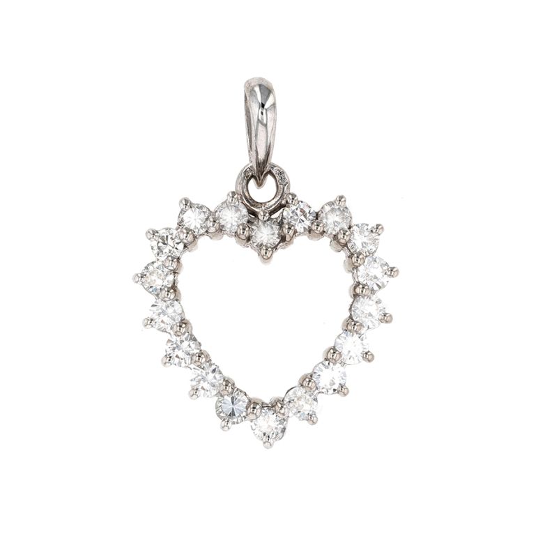 Pendentif coeur diamants 0.72 carat or blanc 2.39g Comme neuf -  reconditionné disponible sur Gemme Les Bijoux